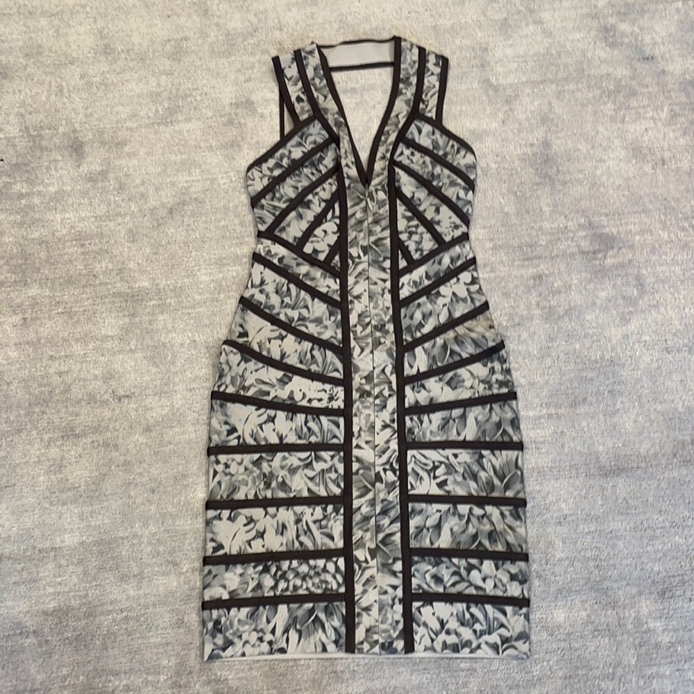 Herve Leger grey halter dress